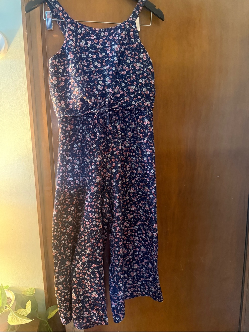 Knitworks Navy Floral Dress with Coral and Pink Blossoms